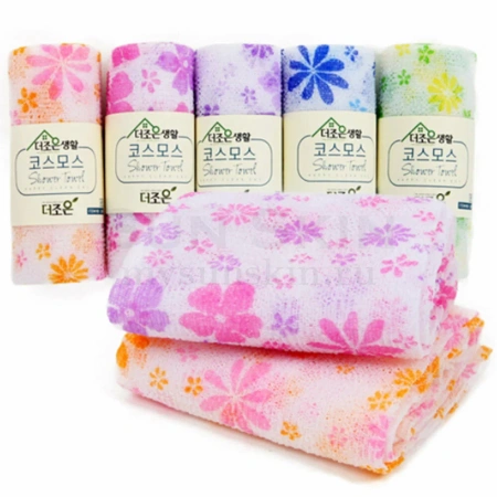 SY Shower Towel Корейская массажная мочалка для тела, пилинг-скраб уход, зеленая, 30х90см